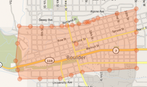 Downtown Boulder Area Boundaries for this Real Estate Sales Data Set